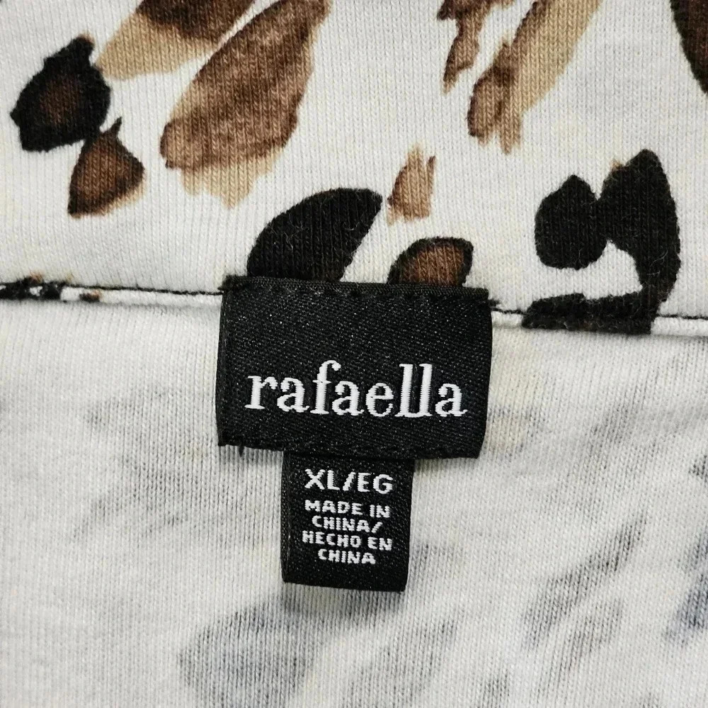 RAFAELLA Women XL Cheetah Print Cotton Blouse Gold Button Boat Neck Chic Neutral - Picture 5 of 8